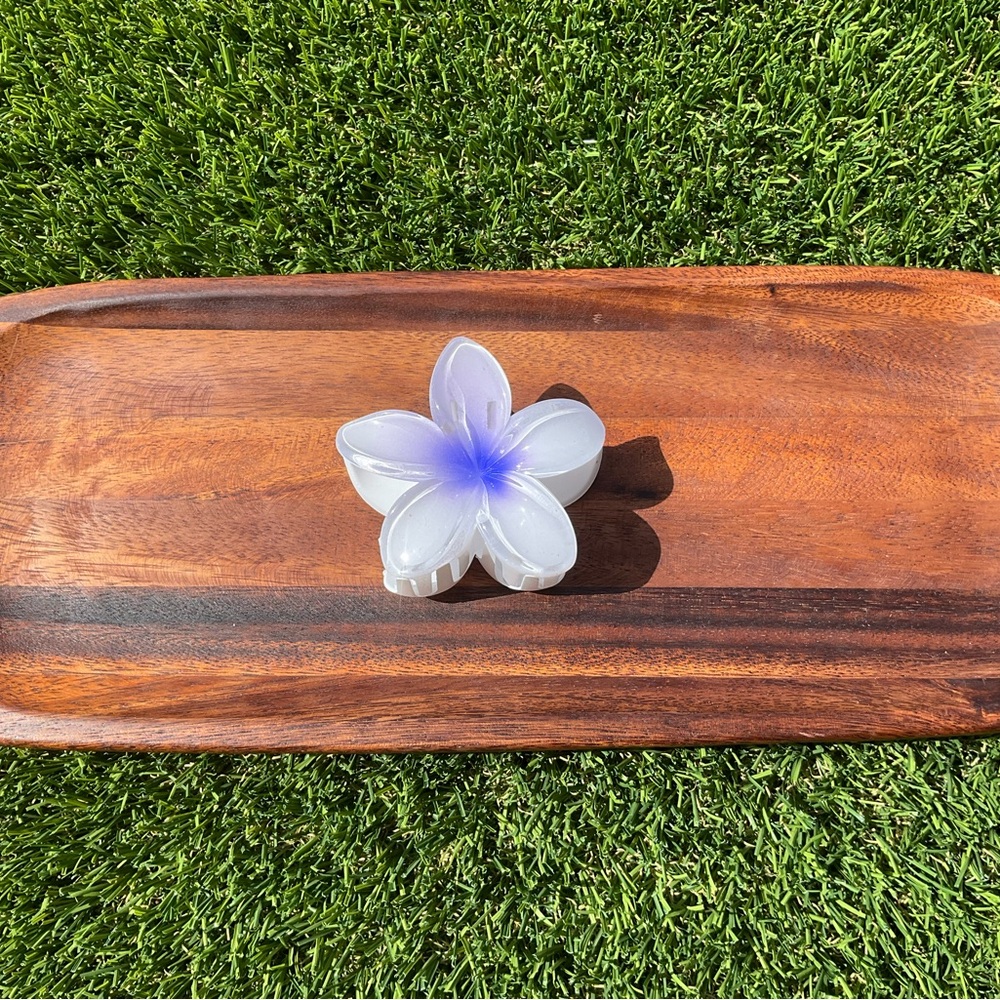 Beautiful White and Purple Flower beach hibiscus flower hair clip